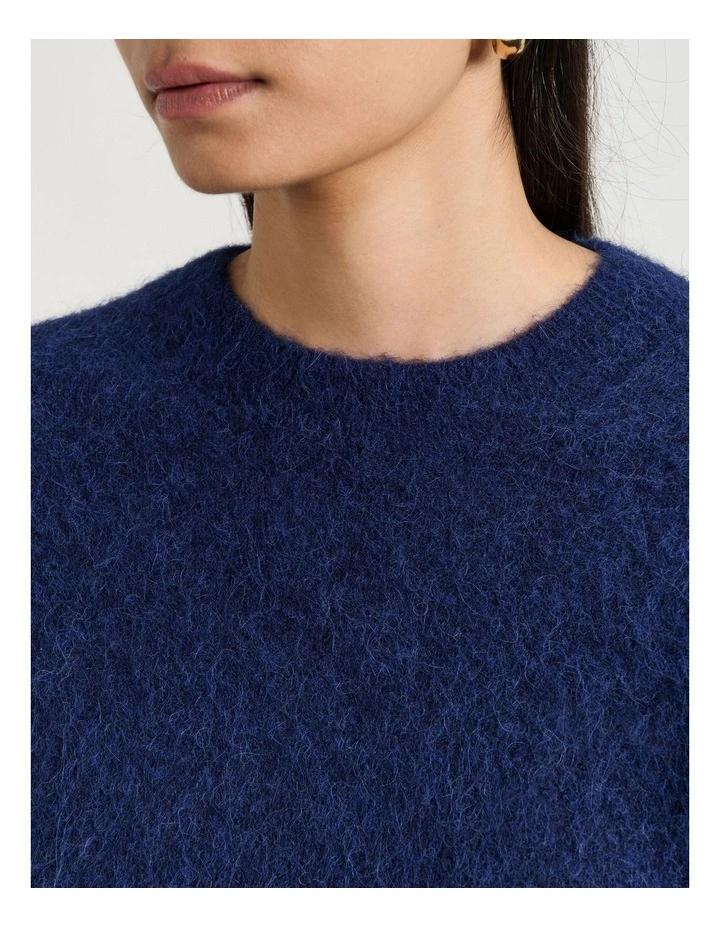 Brushed Alpaca Wool Blend Knit in Navy image 3