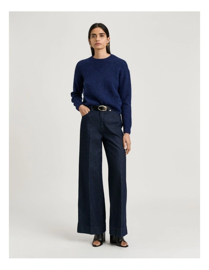 Brushed Alpaca Wool Blend Knit in Navy image 4