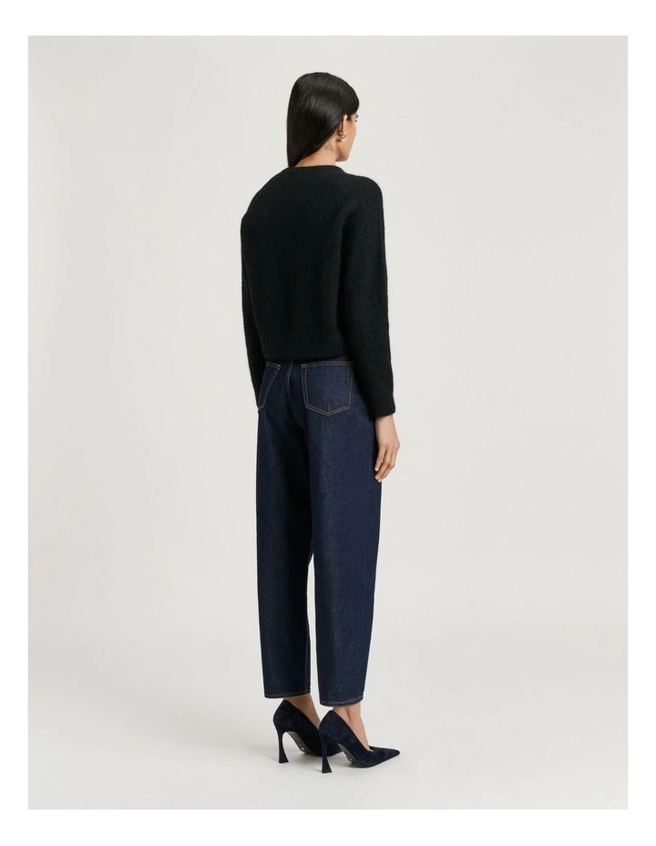 Brushed Alpaca Wool Blend Cardigan in Black image 2