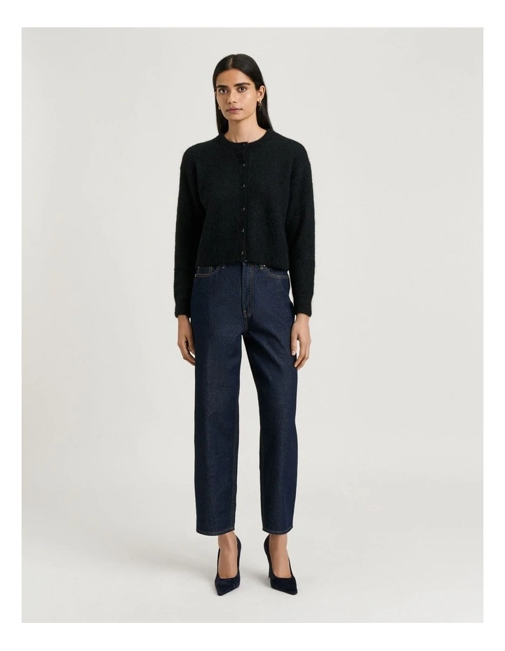 Brushed Alpaca Wool Blend Cardigan in Black image 3