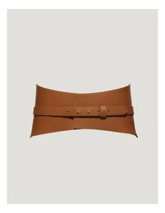 Leather Waist Cincher Belt in Brown