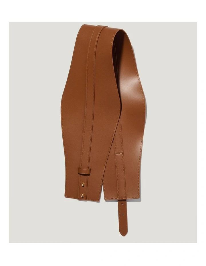 Leather Waist Cincher Belt in Brown image 2