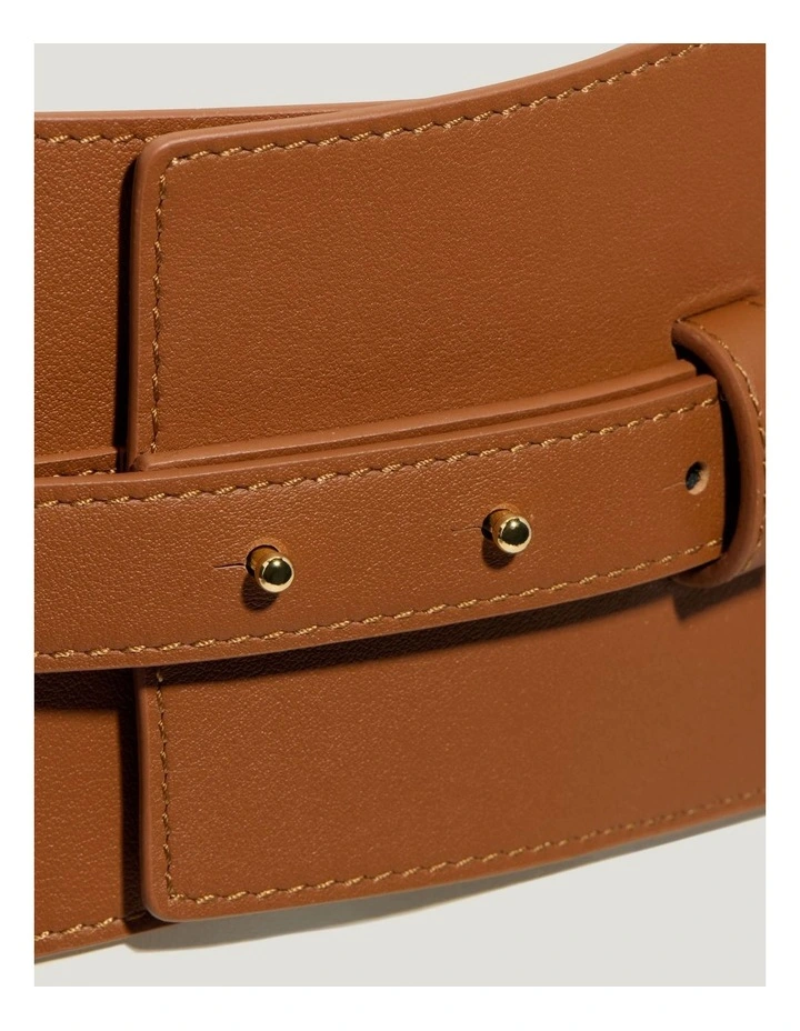 Leather Waist Cincher Belt in Brown image 3