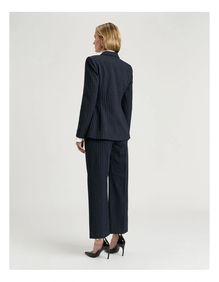 Navy Pinstripe Fitted Blazer in Navy image 2