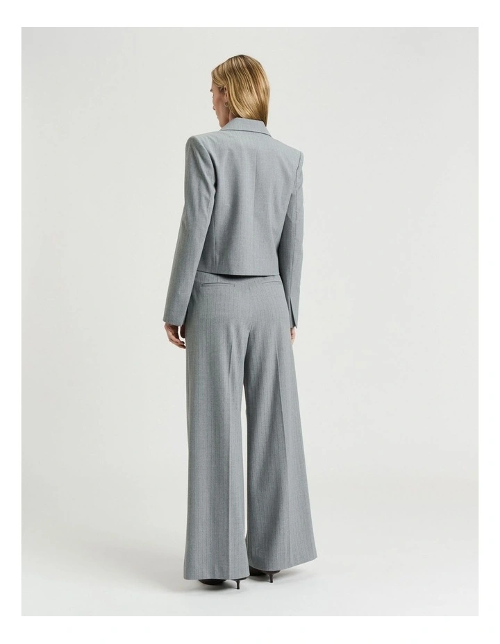 Pinstripe Crop Jacket in Grey image 2