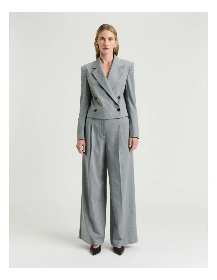 Pinstripe Crop Jacket in Grey image 4