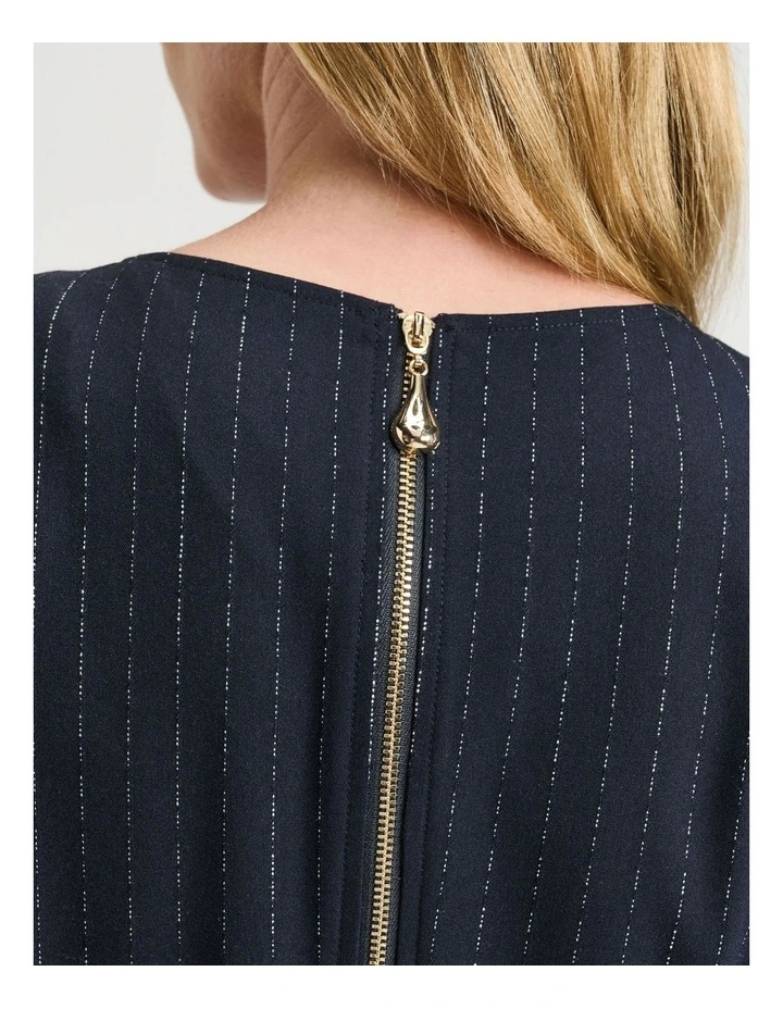 Pinstripe Panelled Midi Dress in Navy image 5