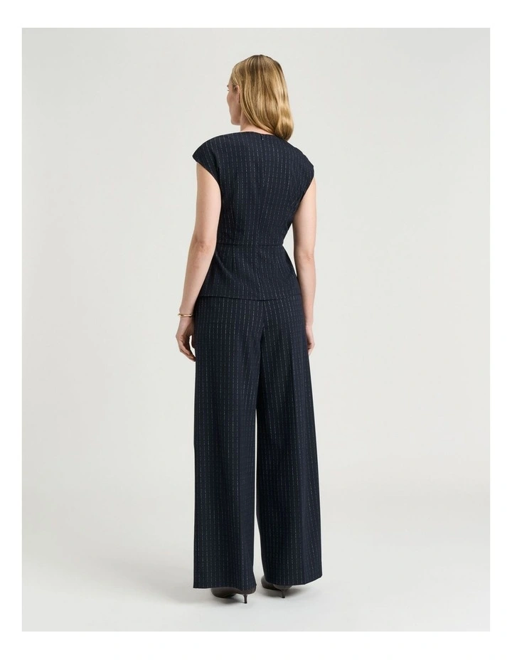 Pinstripe Twist Top in Navy image 2