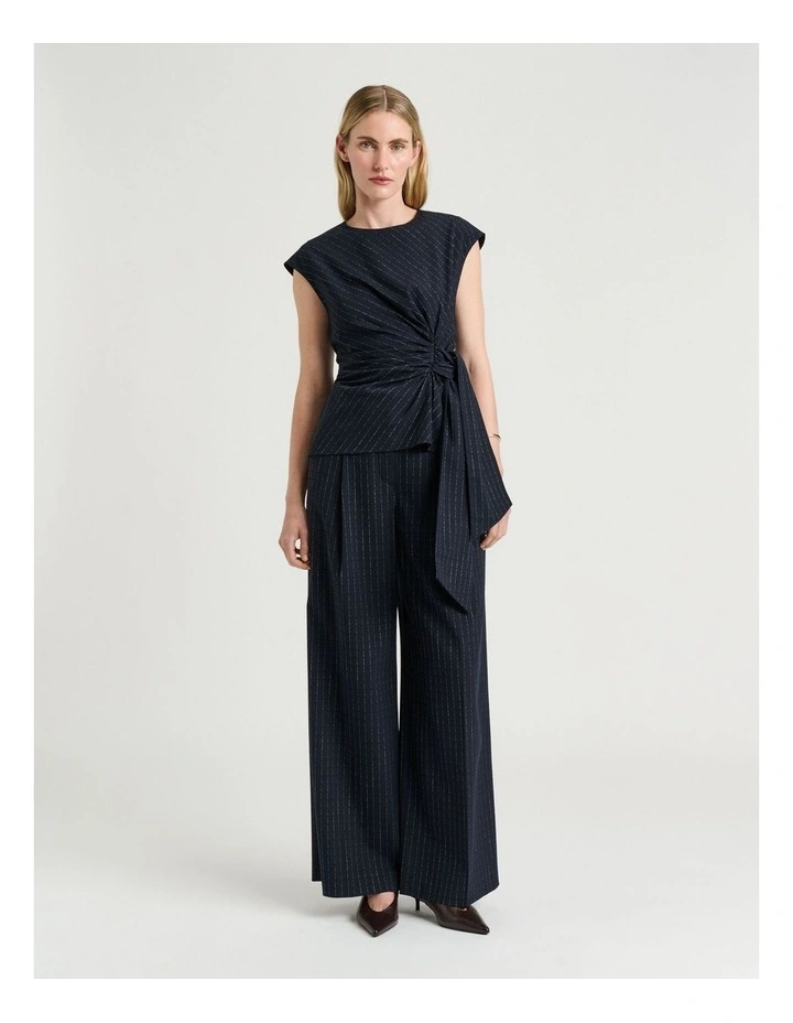Pinstripe Twist Top in Navy image 4