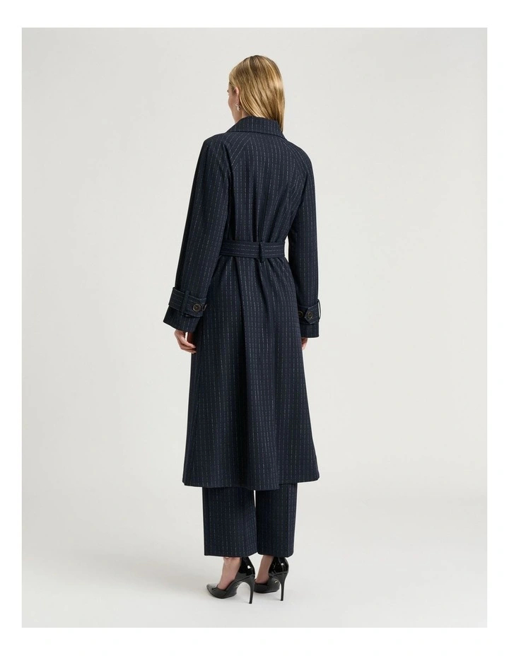 Pinstripe Belted Trench in Navy image 2