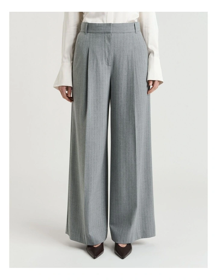 Pinstripe Straight Leg Pant in Grey image 1