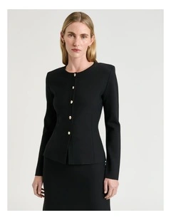 Milano Round Neck Jacket in Black