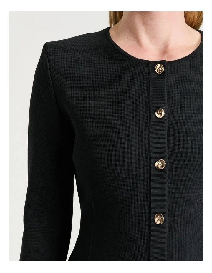 Milano Round Neck Jacket in Black image 3