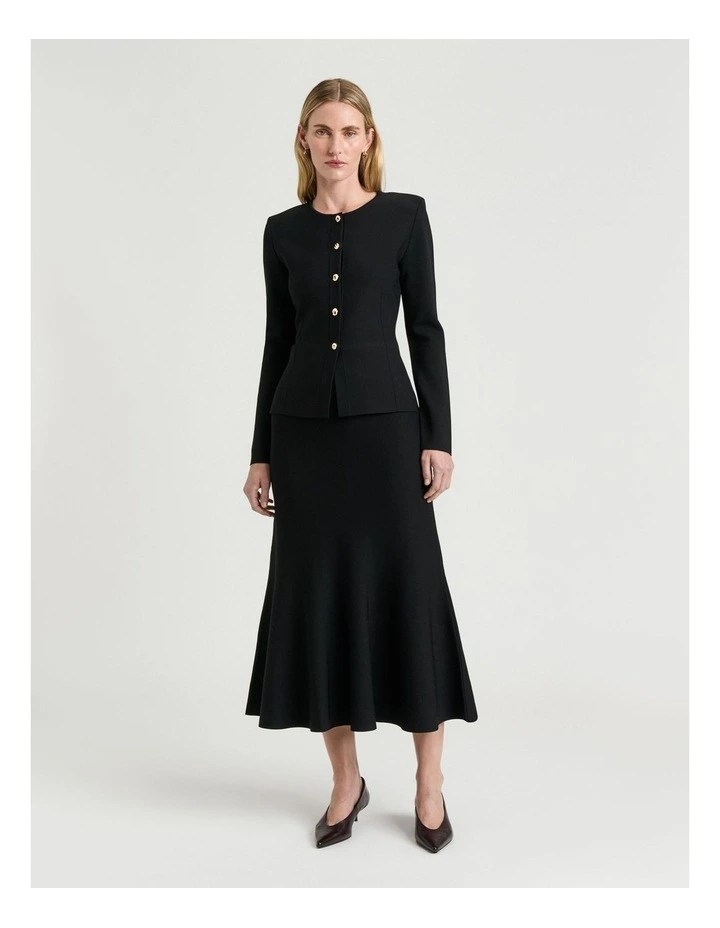 Milano Round Neck Jacket in Black image 4