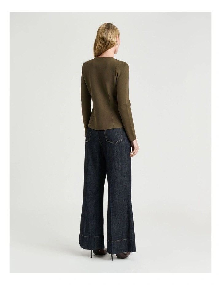 Milano Round Neck Jacket in Green image 2