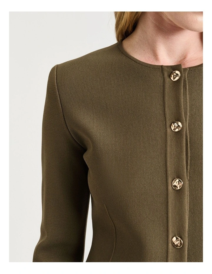 Milano Round Neck Jacket in Green image 3