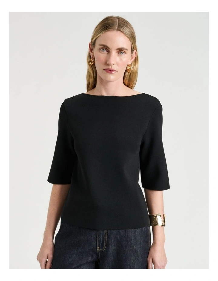 Milano Slash Neck Tee in Black image 1
