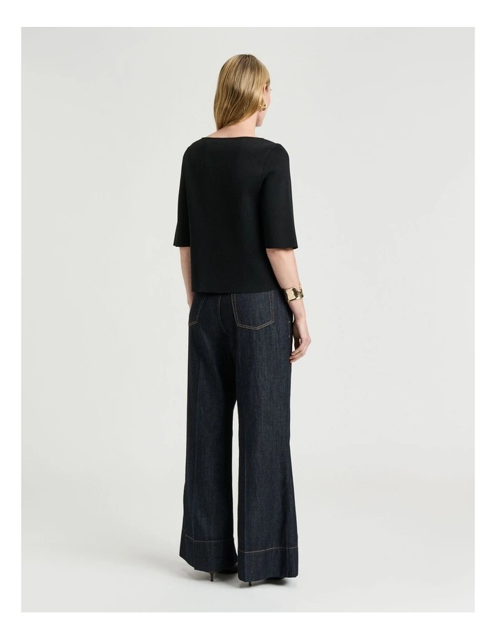 Milano Slash Neck Tee in Black image 2
