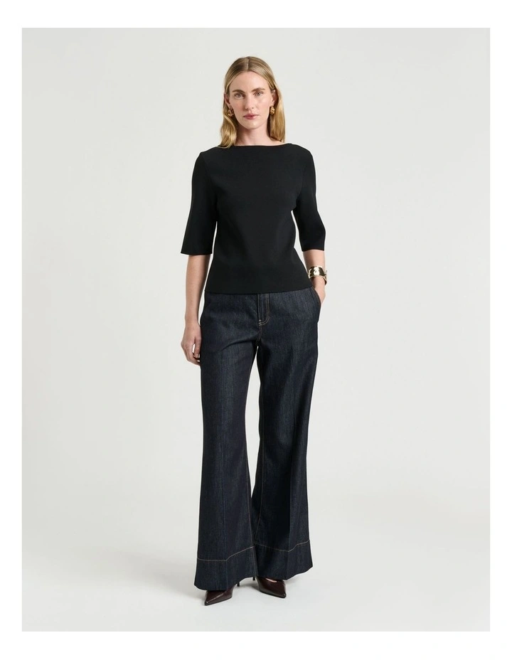 Milano Slash Neck Tee in Black image 4