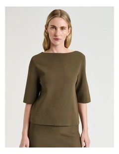 Milano Slash Neck Tee in Green