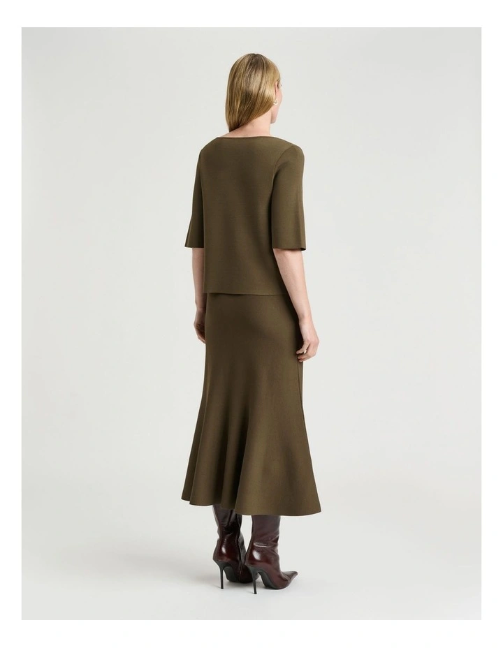 Milano Slash Neck Tee in Green image 2