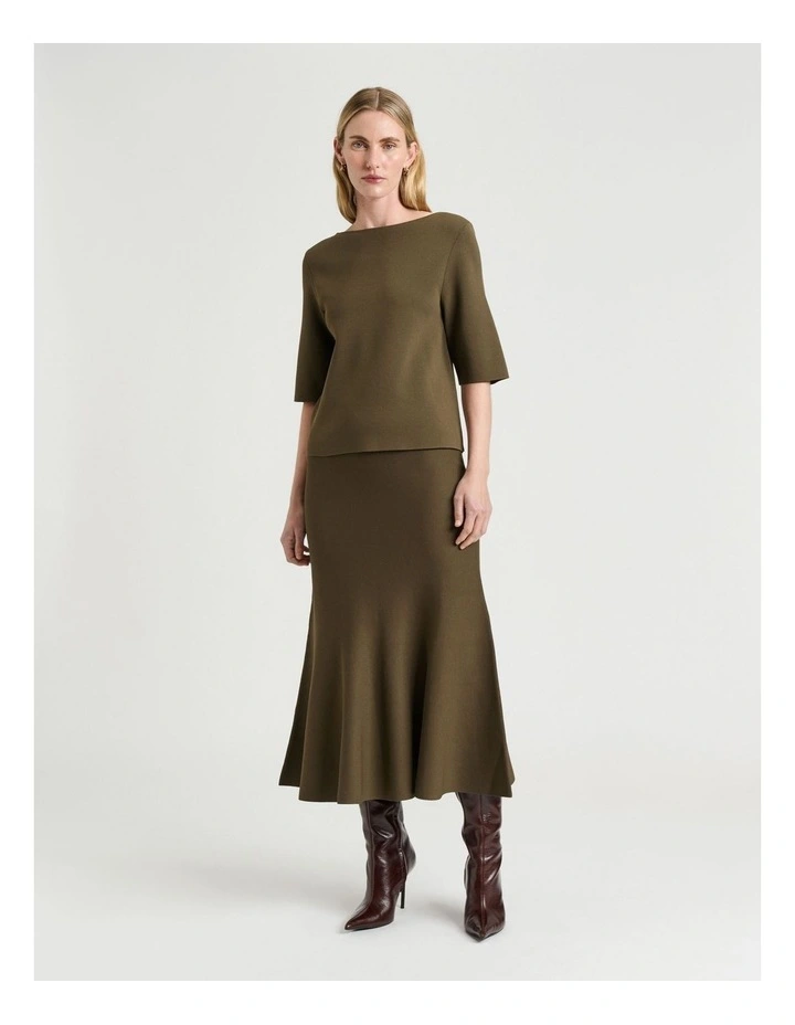 Milano Slash Neck Tee in Green image 4
