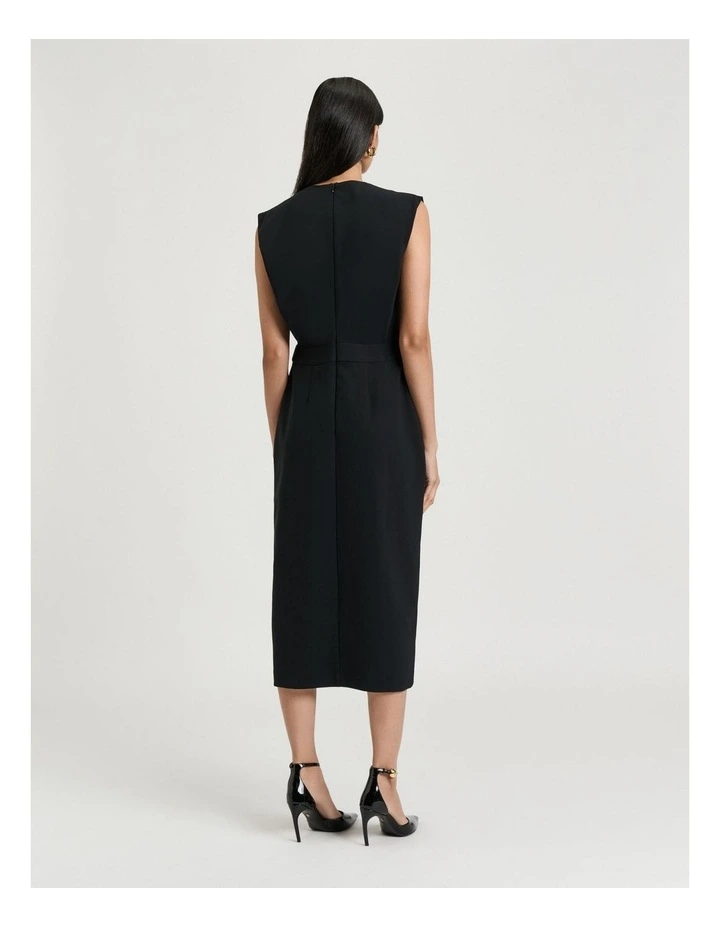 Stretch Crepe Pencil Dress in Black image 2