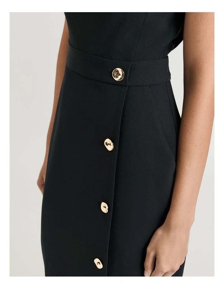 Stretch Crepe Pencil Dress in Black image 4