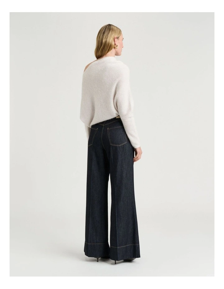 Brushed Alpaca Wool Blend Asymmetric Knit Jumper in Ivory image 2