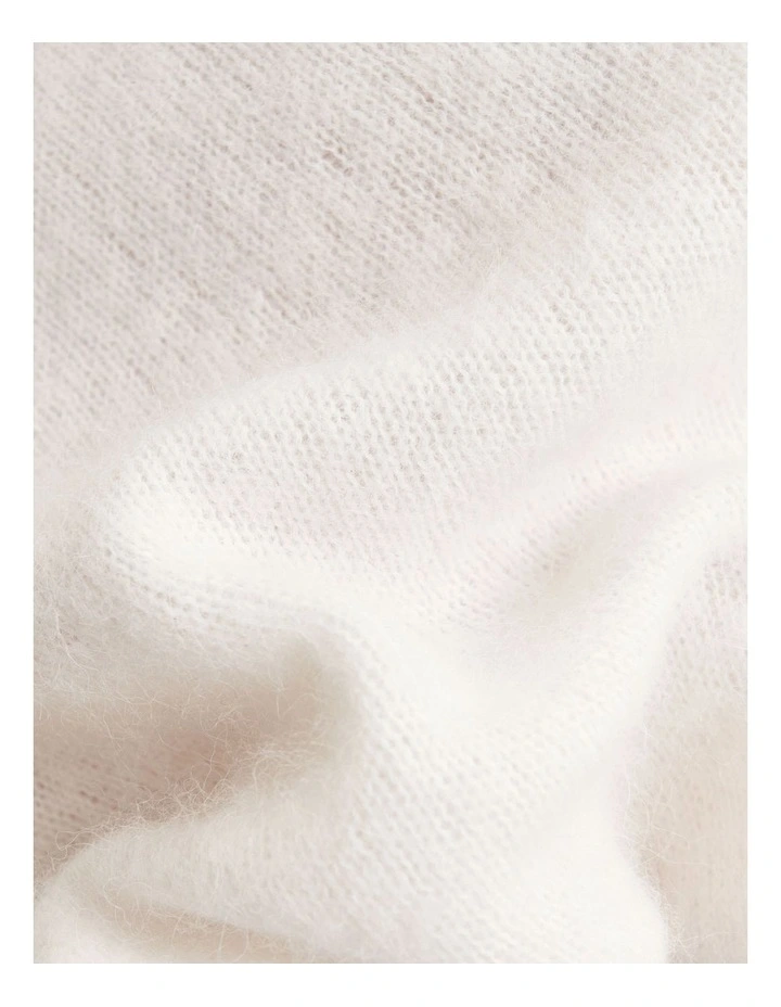 Brushed Alpaca Wool Blend Asymmetric Knit Jumper in Ivory image 3