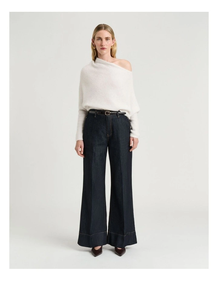 Brushed Alpaca Wool Blend Asymmetric Knit Jumper in Ivory image 4