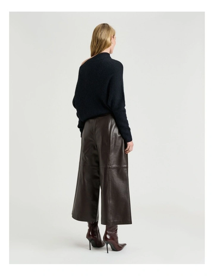 Brushed Alpaca Wool Blend Asymmetric Knit Jumper in Black image 2