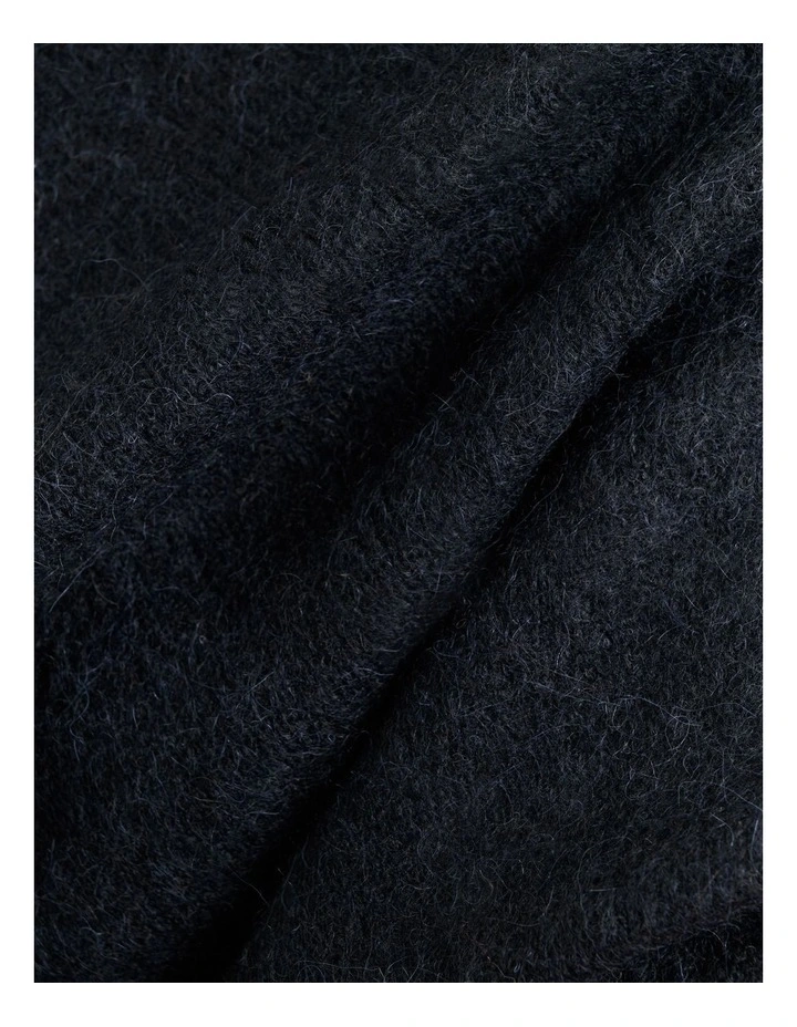 Brushed Alpaca Wool Blend Asymmetric Knit Jumper in Black image 3