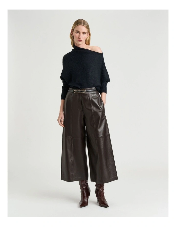 Brushed Alpaca Wool Blend Asymmetric Knit Jumper in Black image 4