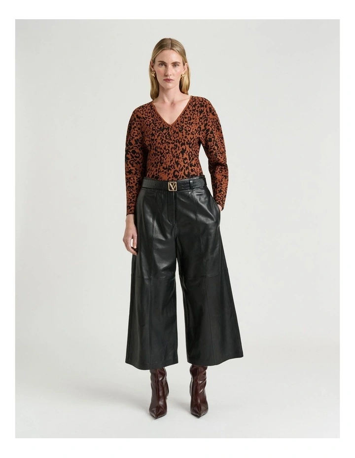 Leopard Jacquard Knit Top in Orange image 4