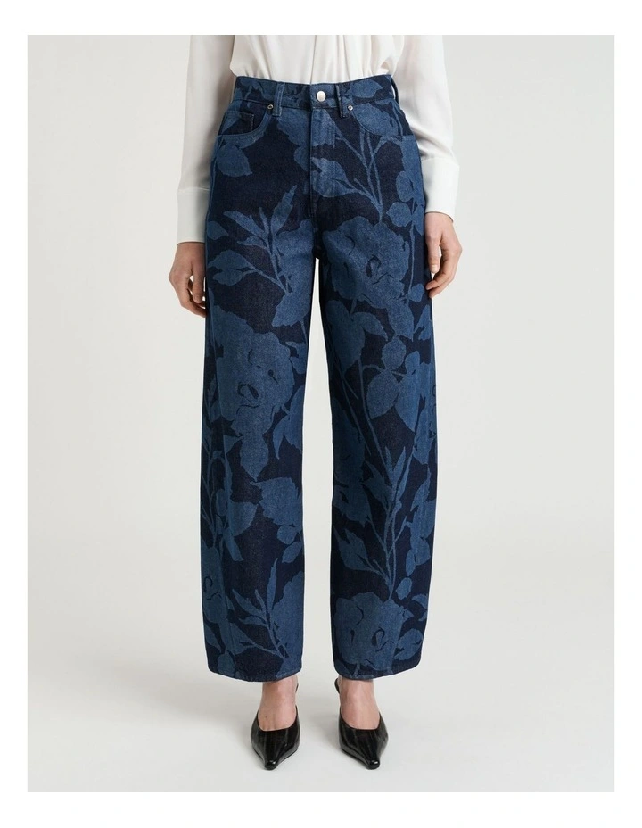 SHADOW FLORAL BARREL LEG JEAN image 1
