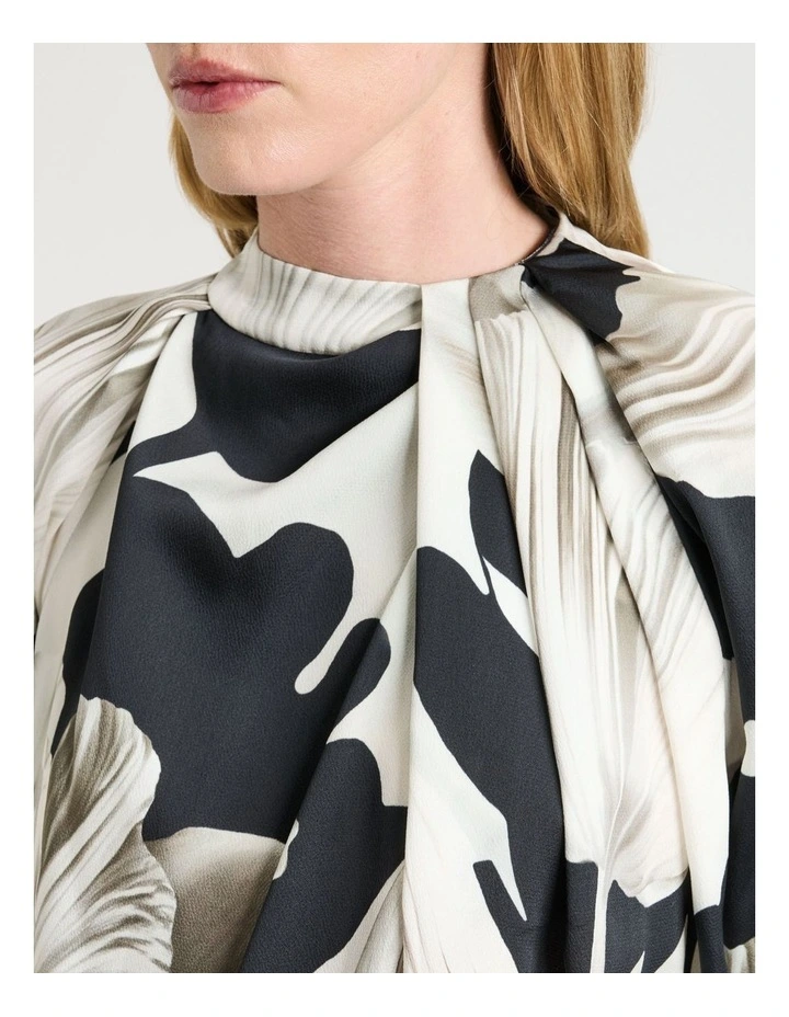 Baroque Hammered Satin Blouse in Black/Grey image 3