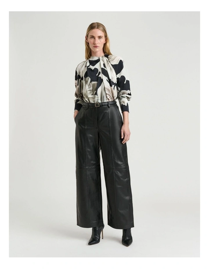 Baroque Hammered Satin Blouse in Black/Grey image 4