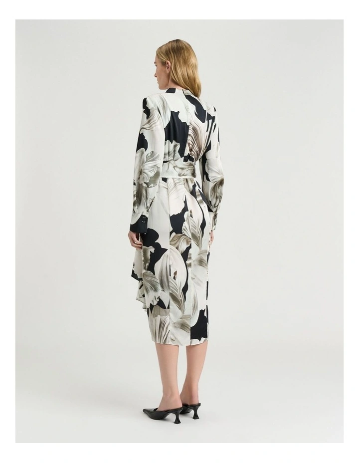 Baroque Hammered Satin Dress in Black/Grey image 2