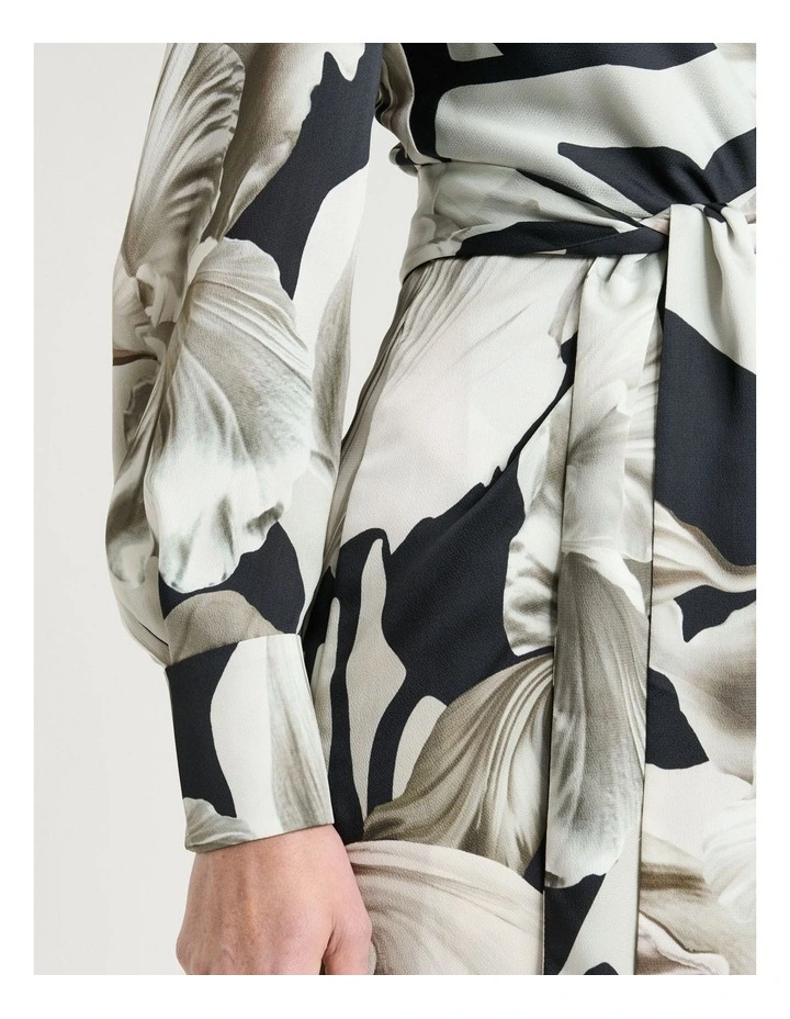 Baroque Hammered Satin Dress in Black/Grey image 4