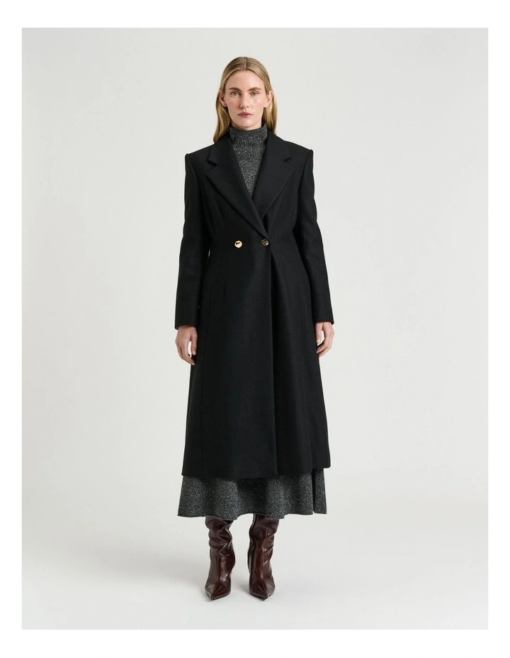 Italian Light Wool Double Breasted Coat in Black image 5