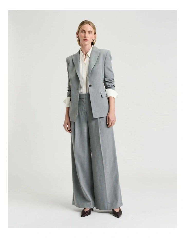 Pinstripe Fitted Blazer in Grey image 4