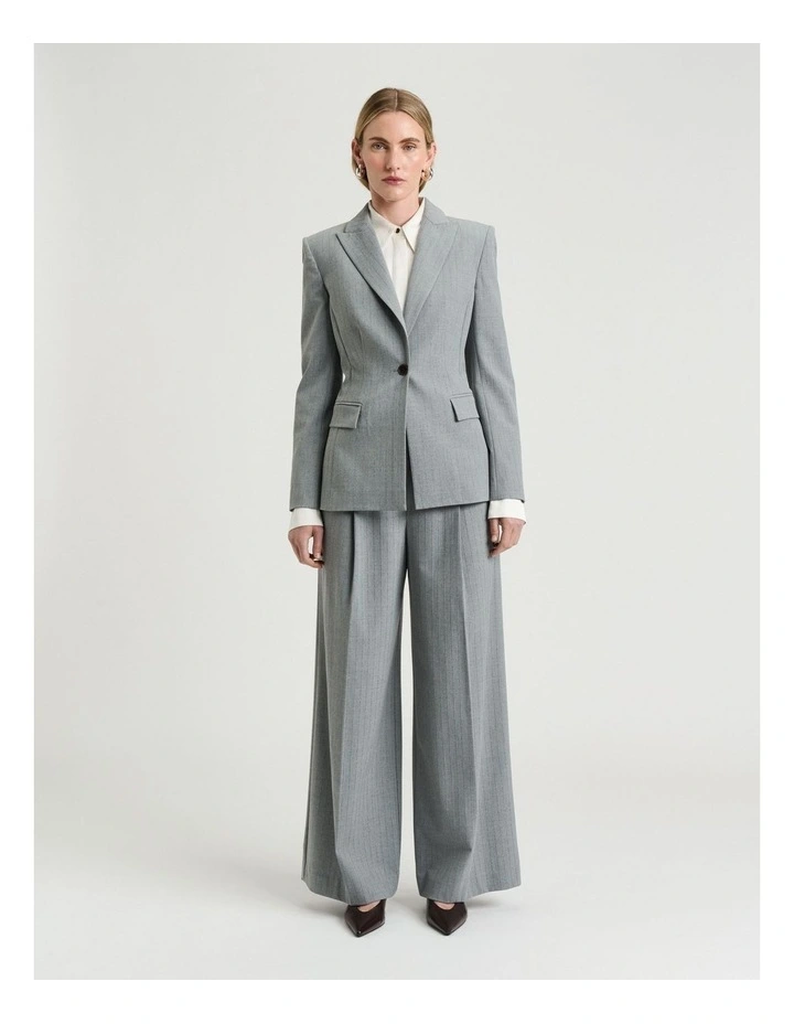 Pinstripe Fitted Blazer in Grey image 5
