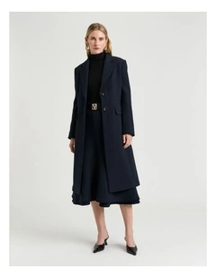 European Check Tweed Coat in Ink