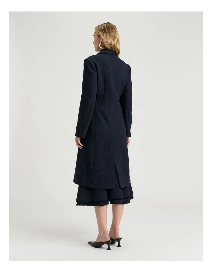 European Check Tweed Coat in Ink image 2