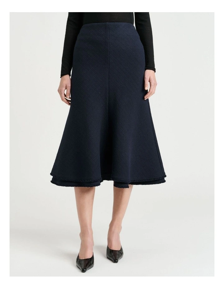 European Check Tweed Midi Skirt in Ink image 1