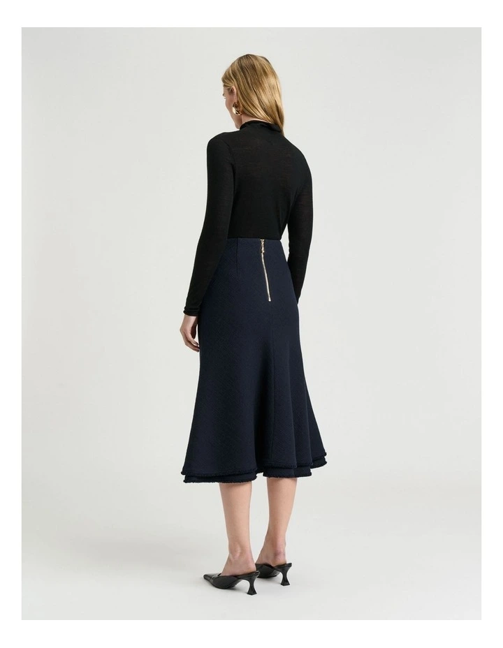 European Check Tweed Midi Skirt in Ink image 2
