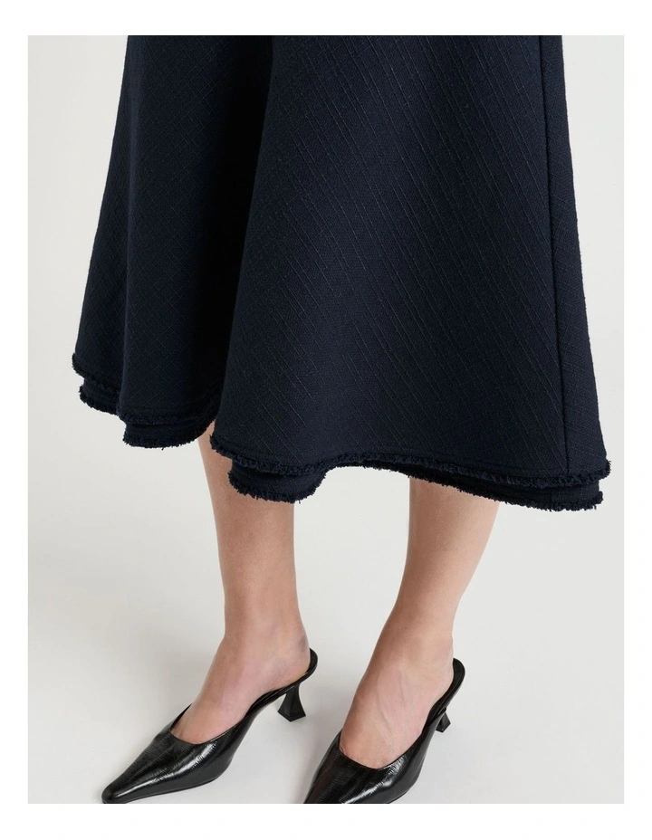 European Check Tweed Midi Skirt in Ink image 3