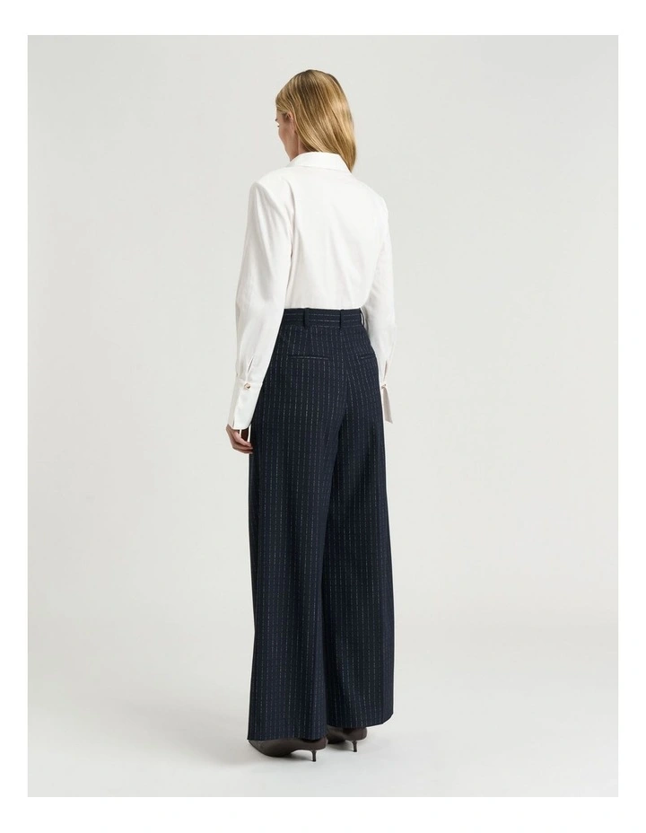 Pinstripe Straight Leg Pant in Navy image 2