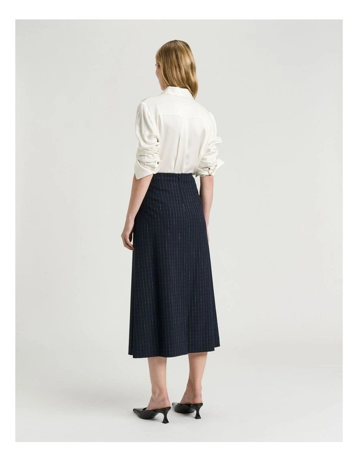 Pinstripe A Line Skirt in Navy image 2